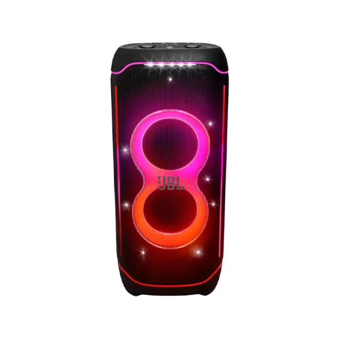 Coluna Bluetooth JBL PartyBox Ultimate 1100W com Wi-Fi, iluminação LED, resistência IPX4 e até 24 horas de autonomia, perfeita para festas e eventos.