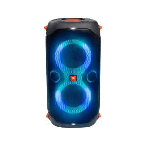 Coluna Bluetooth JBL PartyBox 110 com 160W de potência, iluminação LED sincronizada e resistência à água IPX4, perfeita para festas e eventos ao ar livre.